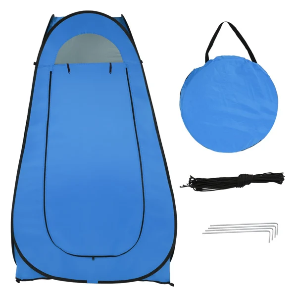 1-2 Person Portable Pop Up Toilet Shower Tent Changing Room Dressing Tent Camping Shelter Blue view 4