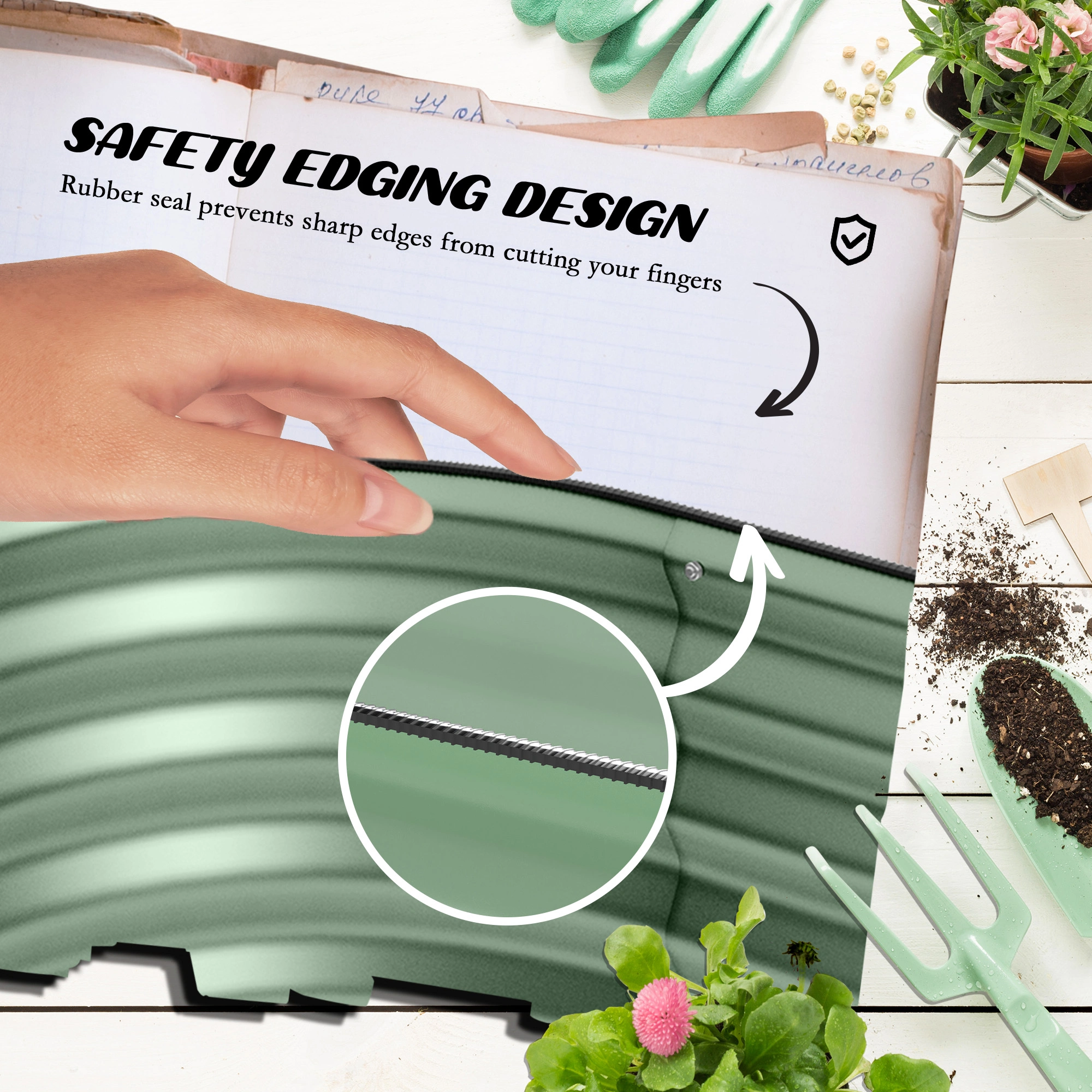 Elevated Garden Bed Kit - Large Raised Planter Box with Drainage, Weather-Resistant Wood, DIY Assembly view 3