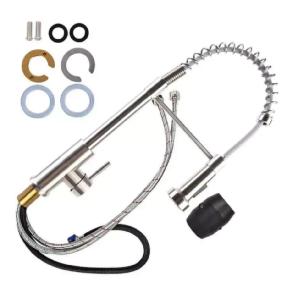 Monobloc Silver Kitchen Sink Mixer Tap with Pull-Out Spray Hose, Single Lever Operation view 6