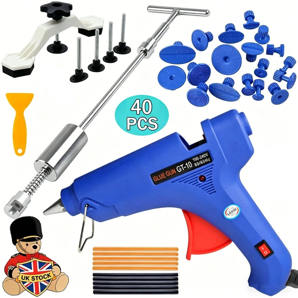 40Pcs Car Paintless Dent Removal Kit Slide Hammer PDR Glue Gun Puller Tool Set