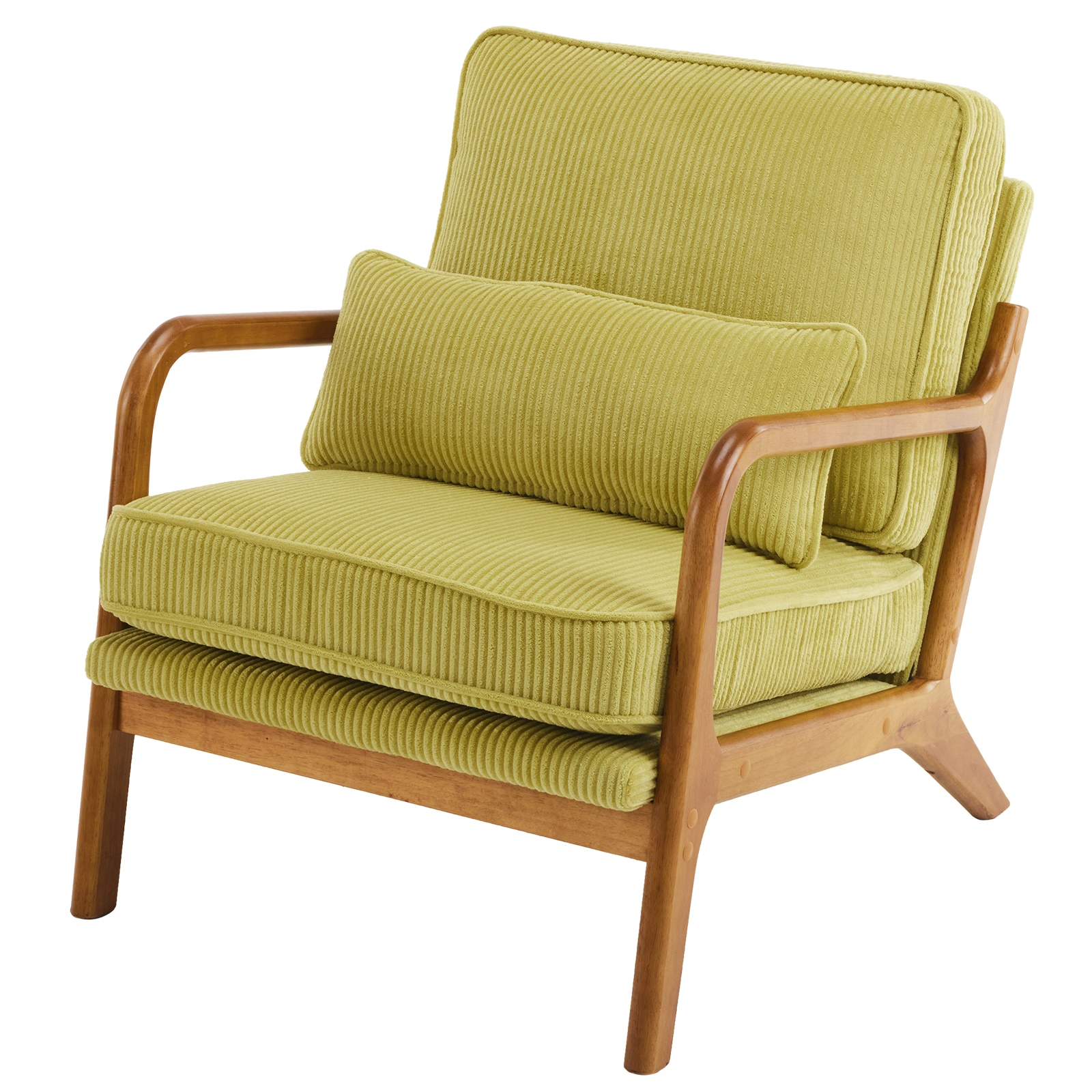 Low Arm Accent Chair - Olive Green Corduroy Upholstered Indoor Lounge Chair, Compact Single Seater with Sturdy Frame (330LBS Weight Capacity) view 10