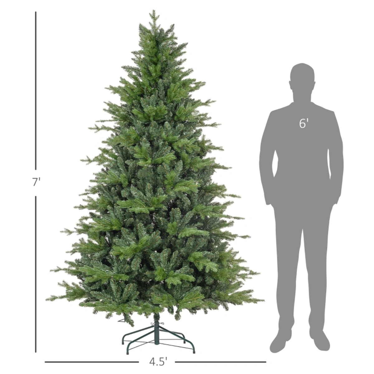 7ft Christmas Tree with Stand, Full Size Artificial Pine Tree, Deluxe Holiday Centerpiece Decoration