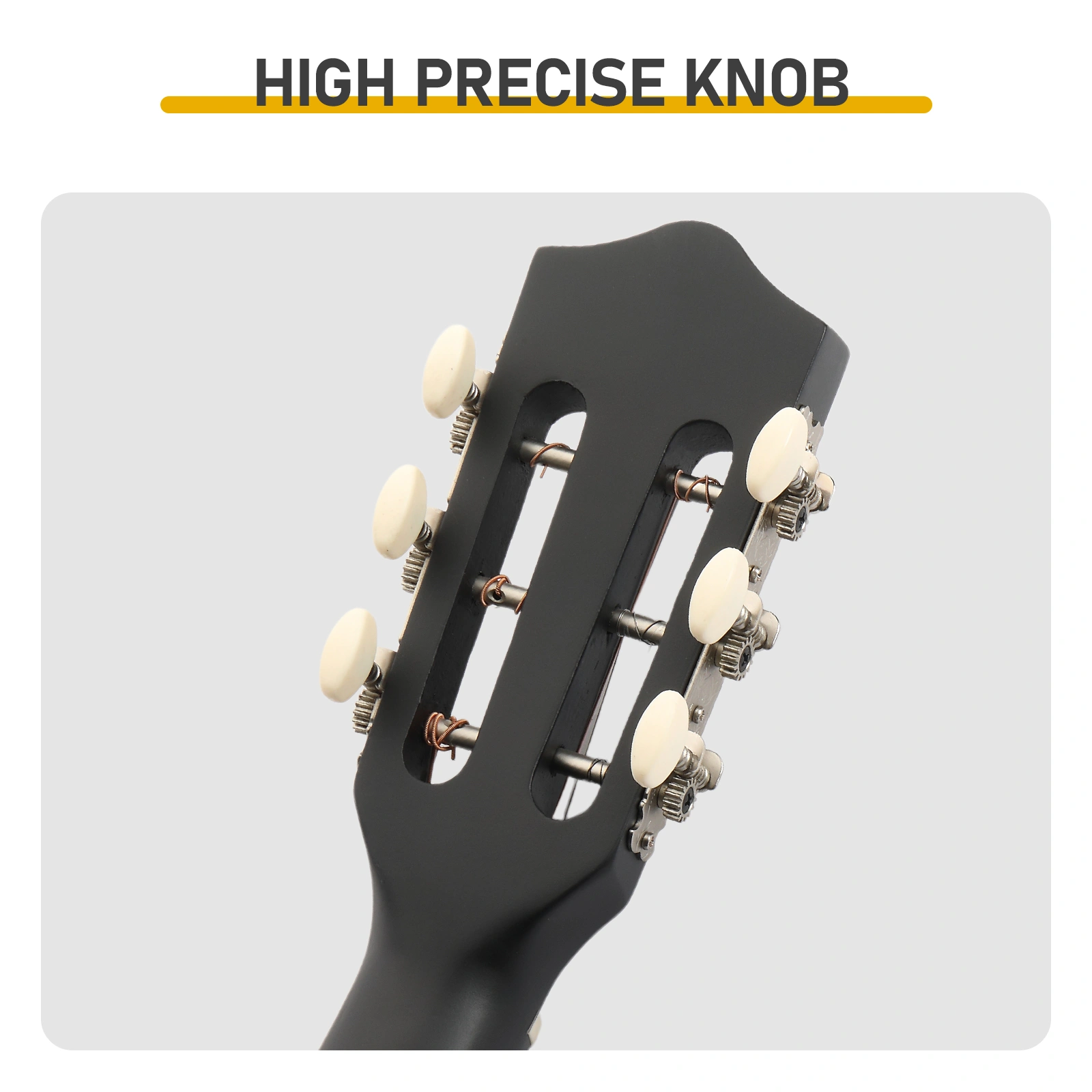 Matte Black 30-inch Round Acoustic Guitar with Picks, Strings, Capo, Case, Tuner, and Strap view 6