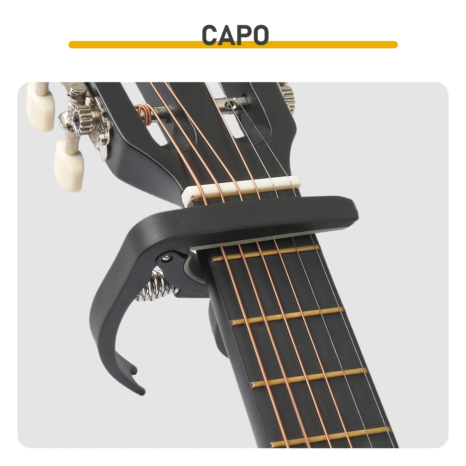 Matte Black 30-inch Round Acoustic Guitar with Picks, Strings, Capo, Case, Tuner, and Strap view 9