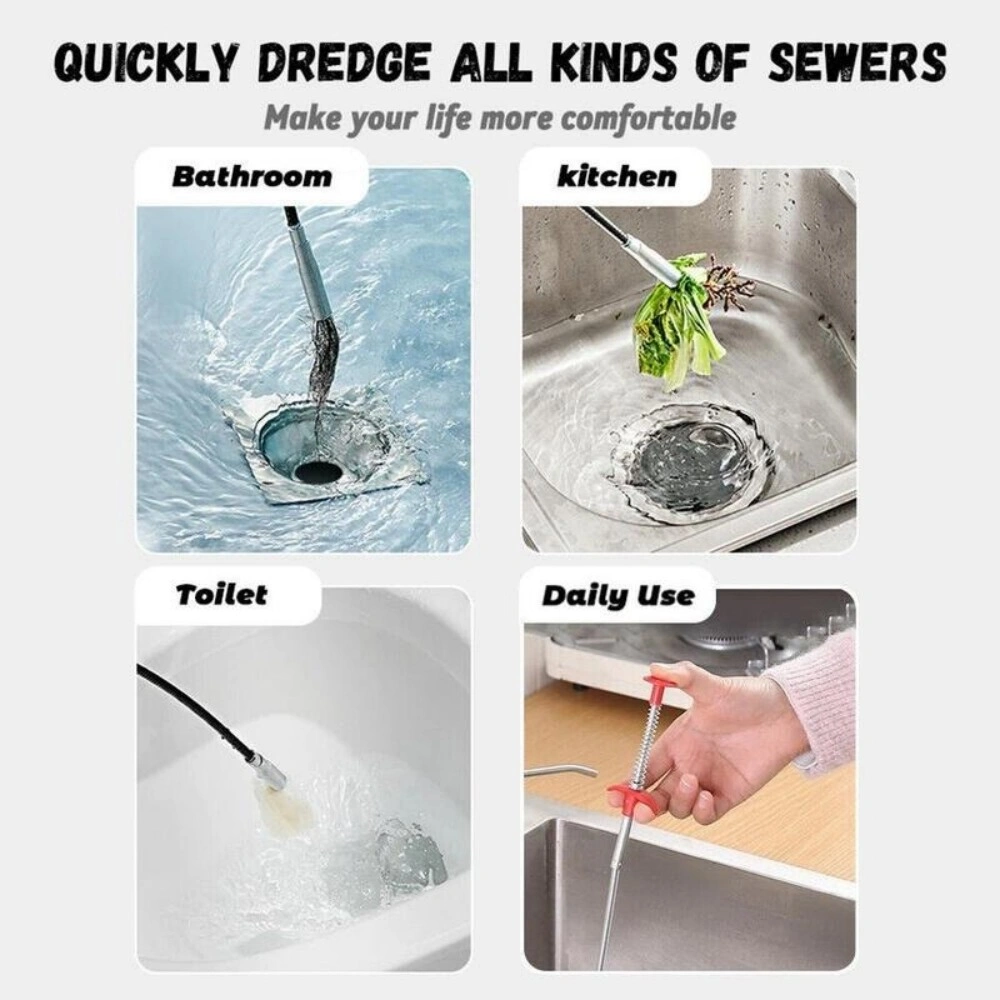 Drain Cleaner Spring Pipe Snake Clog Remover Sewer Dredging Tool for Kitchen Sink Blockage view 4