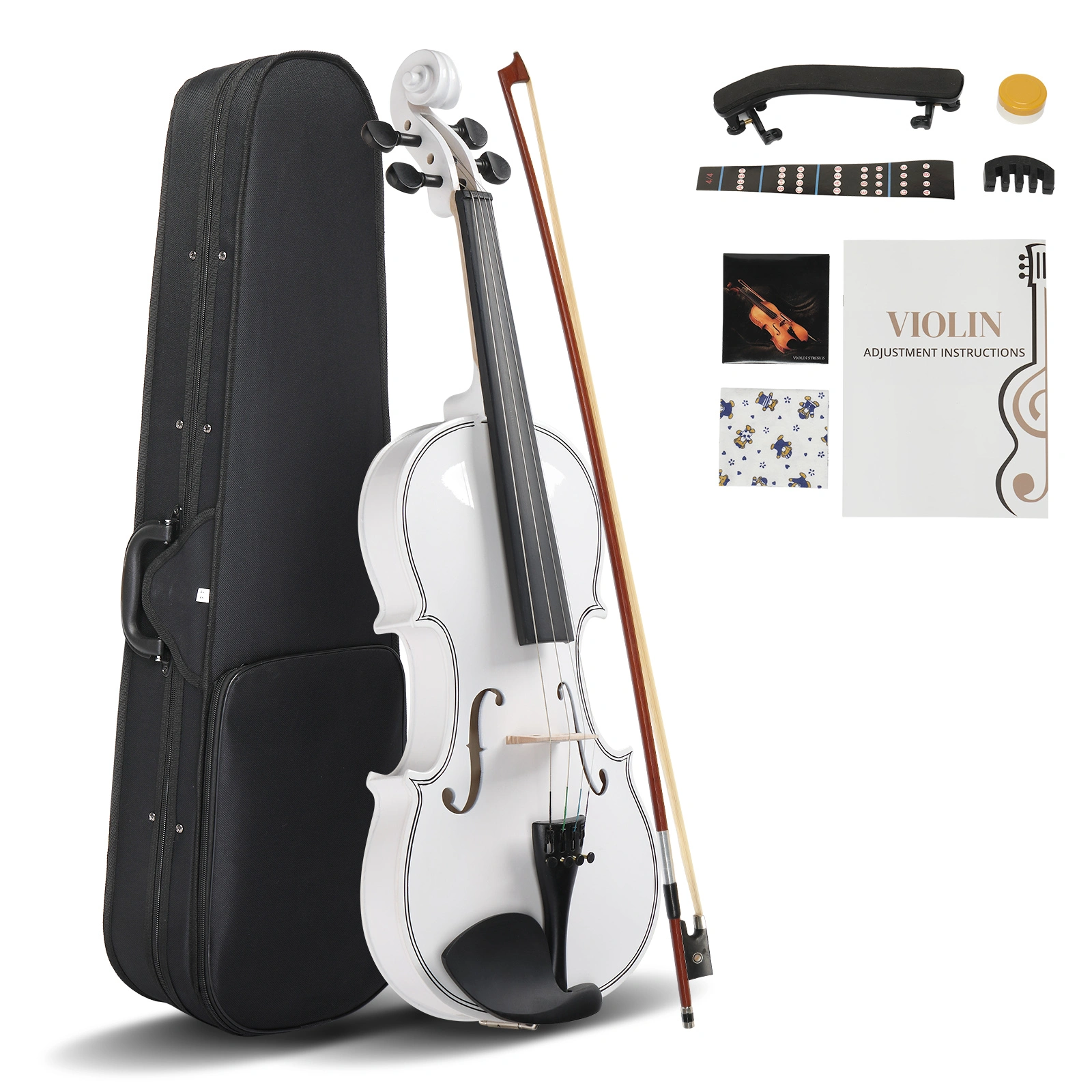 Size 4/4 Violin Set for Adults Beginners Students with Hard Case,Violin Bow,Shoulder Rest,Rosin,Extra Strings and Sordine