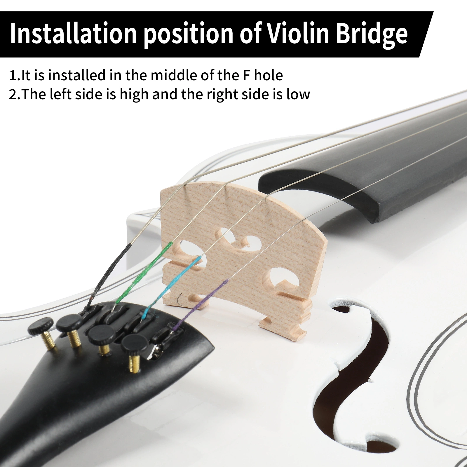 Size 4/4 Violin Set for Adults Beginners Students with Hard Case,Violin Bow,Shoulder Rest,Rosin,Extra Strings and Sordine view 7