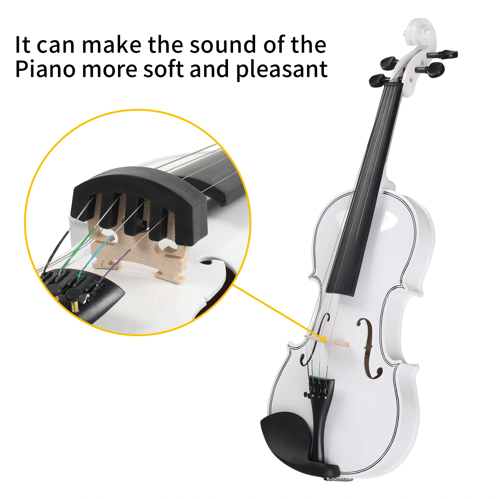 Size 4/4 Violin Set for Adults Beginners Students with Hard Case,Violin Bow,Shoulder Rest,Rosin,Extra Strings and Sordine view 8