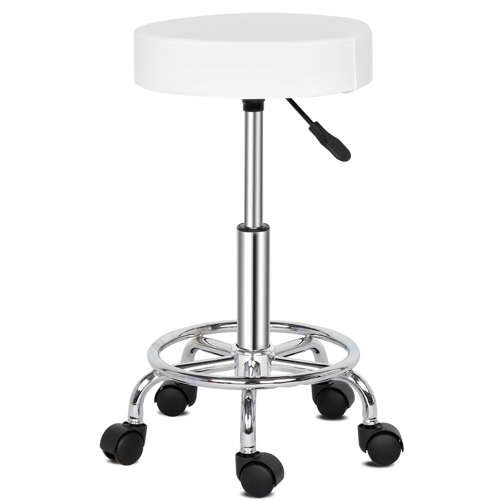 Swivel Bar Stool Round with Ha Ha Feet, White Rotation Barstool for Kitchen Counter view 2