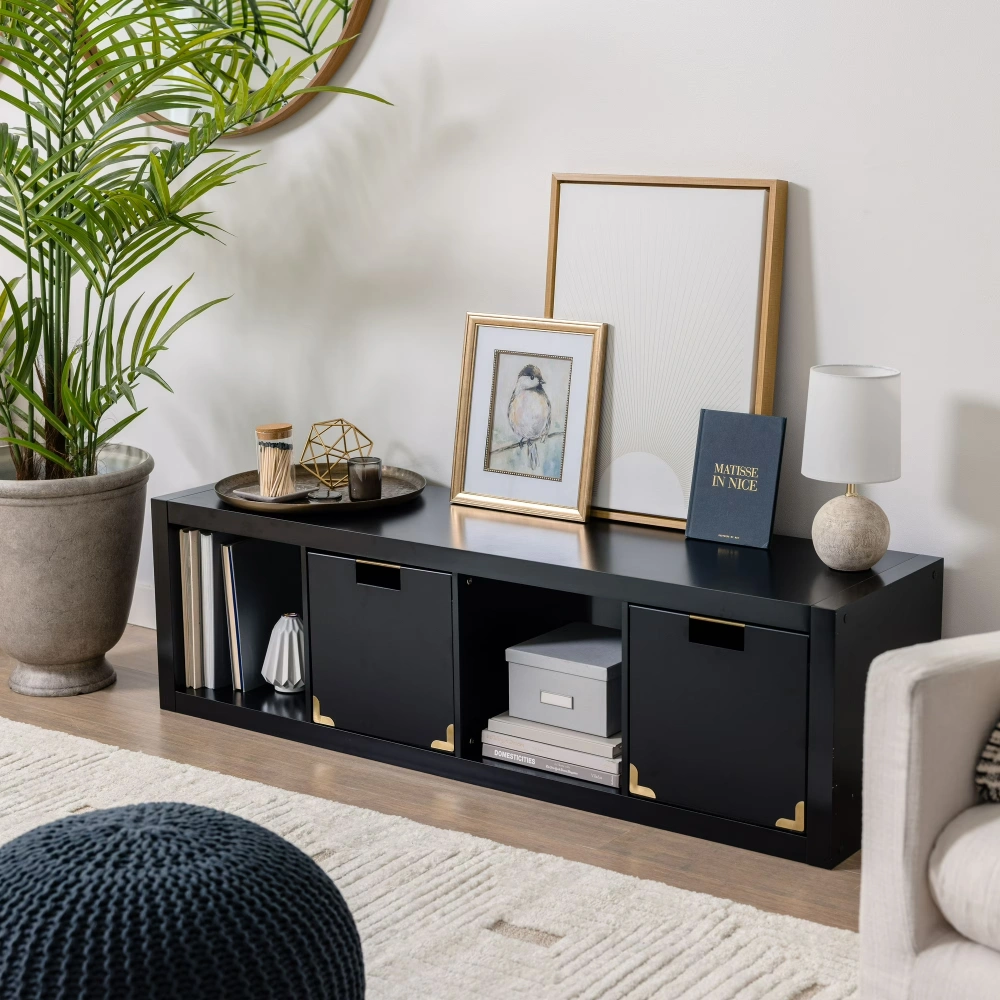 4 Cube Vertical Storage Organizer, Solid Black (Shipment from Walmart)