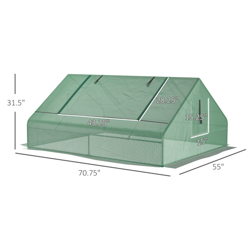 Portable Mini Greenhouse Pea Tunnel PVC with Zippered Door Rain Protection Garden Plant Cold Frame Cover Green view 2