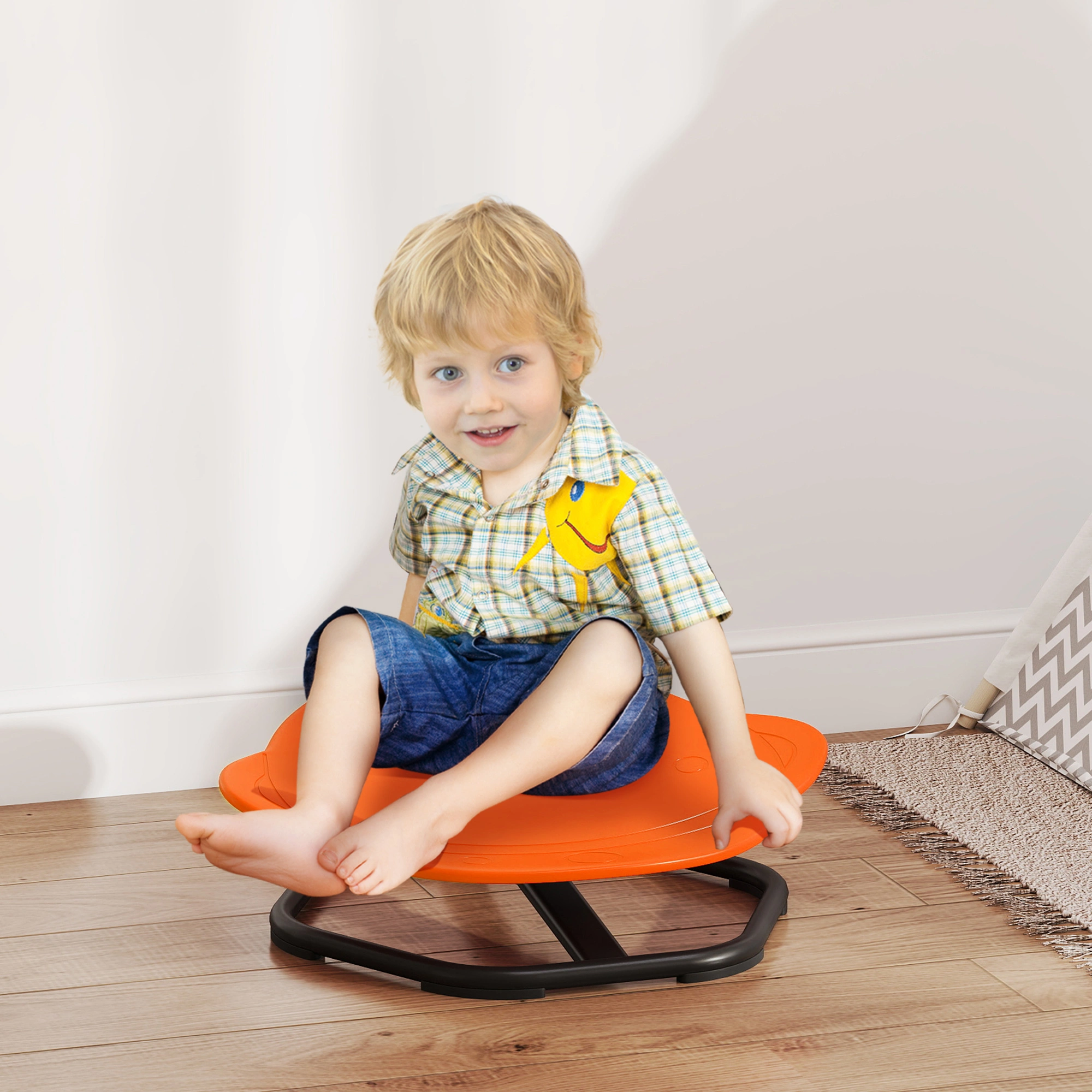 Indoor Outdoor Spinning Chair with Swivel Seat - Sensory Fidget Chair for Kids & Adults, Quiet Rotating Throne for Playroom, Bedroom, Calm Corner