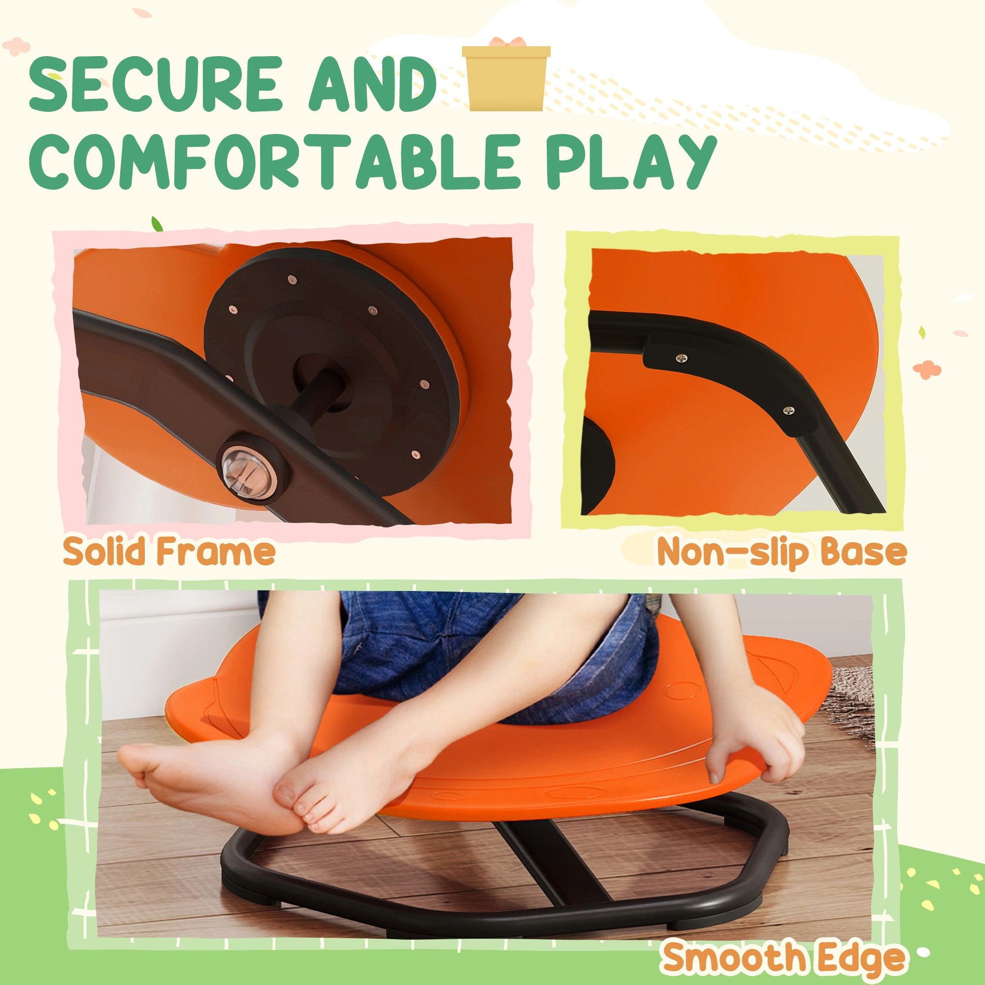 Indoor Outdoor Spinning Chair with Swivel Seat - Sensory Fidget Chair for Kids & Adults, Quiet Rotating Throne for Playroom, Bedroom, Calm Corner view 5