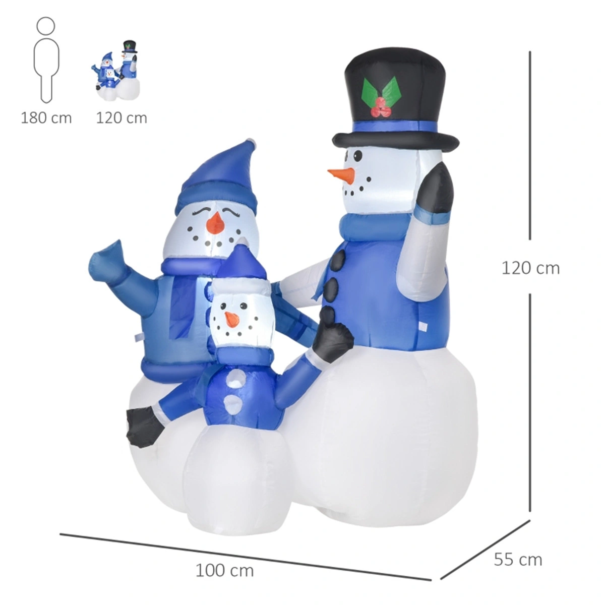 3FT Christmas Snowman Outdoor Decor LED Lighted Snowman Figurine for Yard Garden view 3