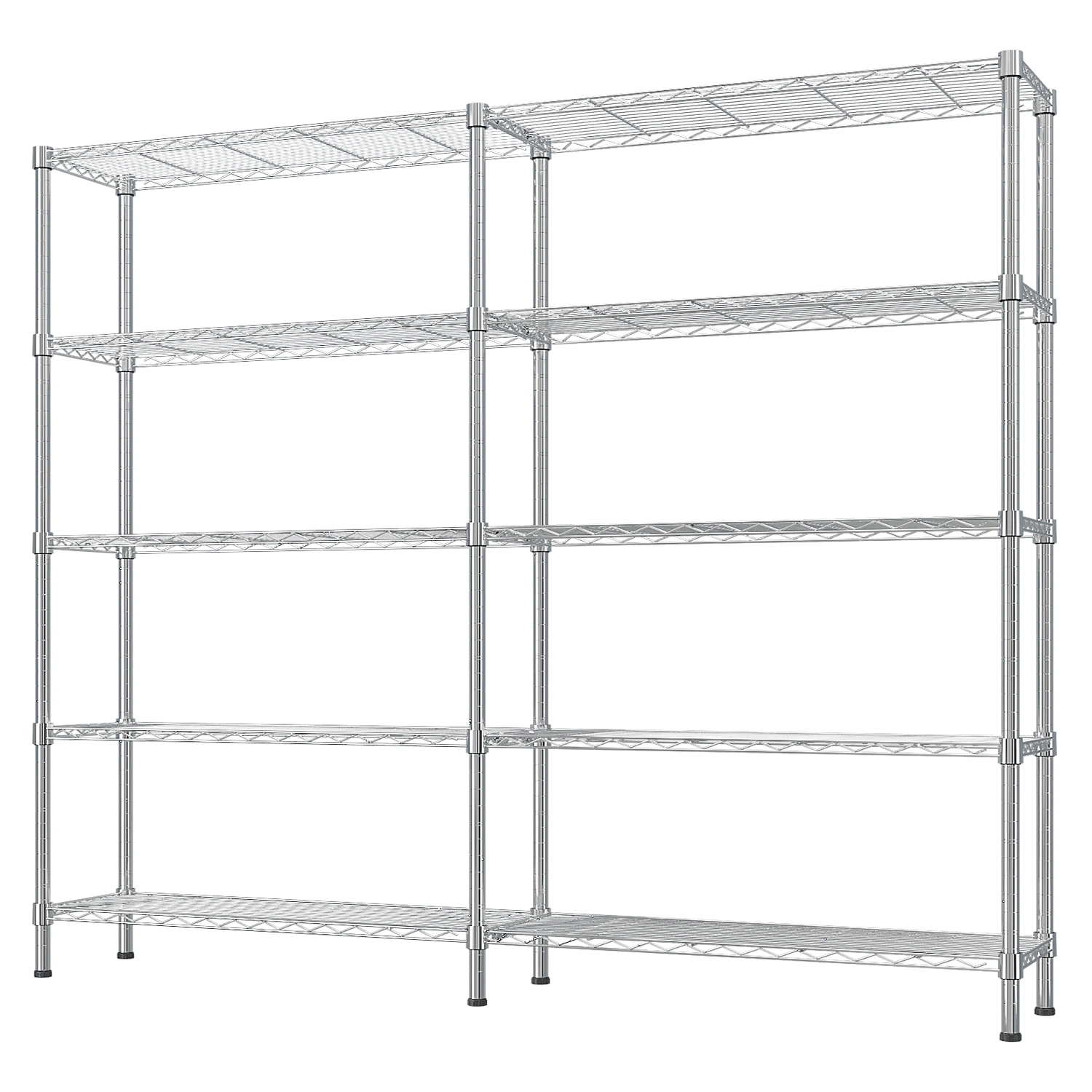 5-layer double row, freely adjustable layer spacing, with adjustable feet, display stand, iron, 147*35*180cm, chrome-plated view 2