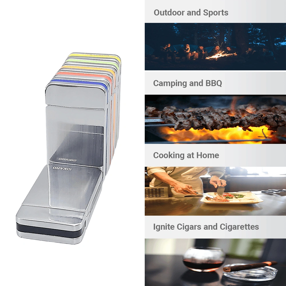 SIKARO SKY-STAR Turbo Torch Lighter Green Stripe, Refillable Windproof Jet Flame, Adjustable, for Cigar, Cigarette, Kitchen & Outdoor Use view 5