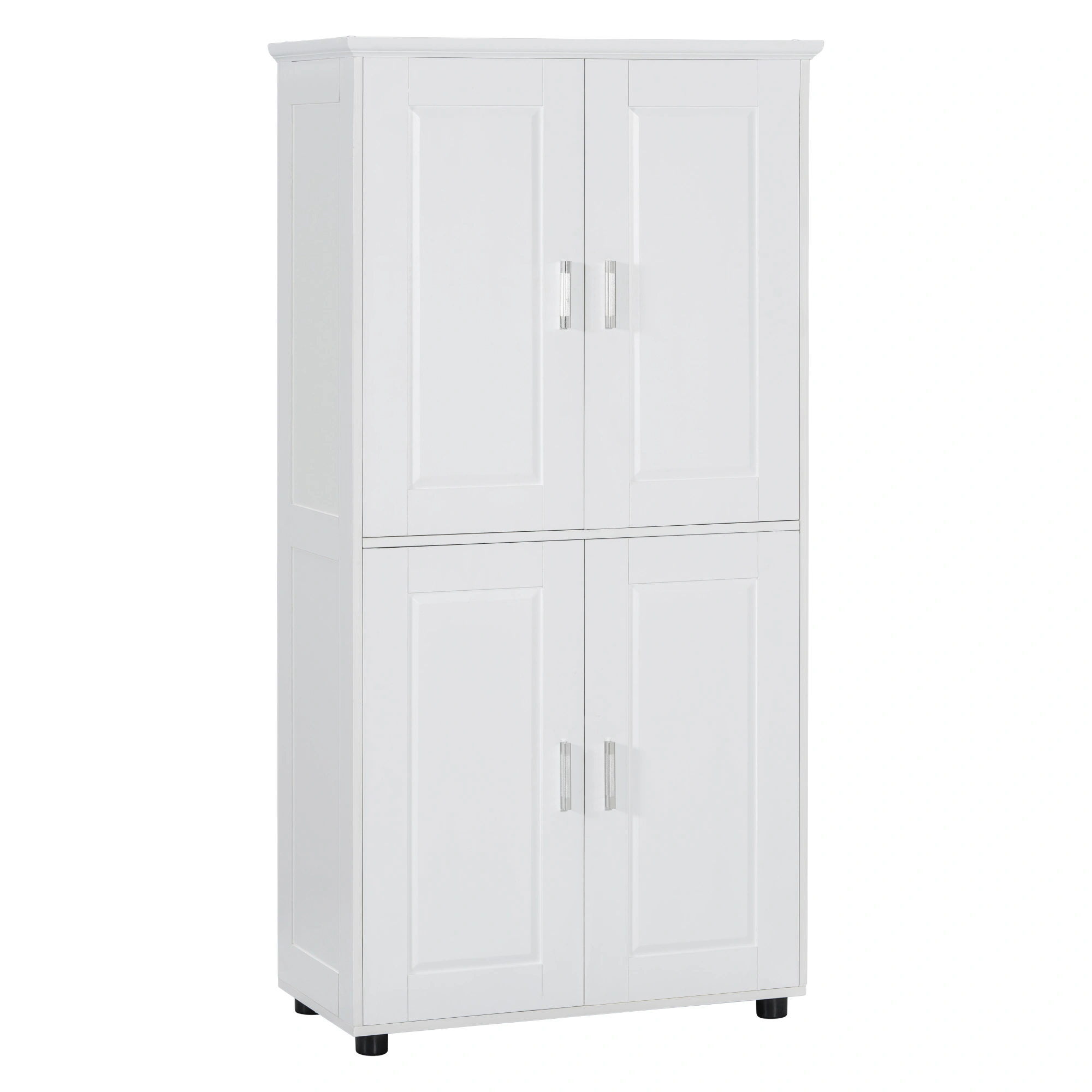 Tall and Wide Bathroom Floor Storage Cabinet, Bathroom Storage Unit, Freestanding Cabinet with 4 Doors, Adjustable Shelves, White view 11