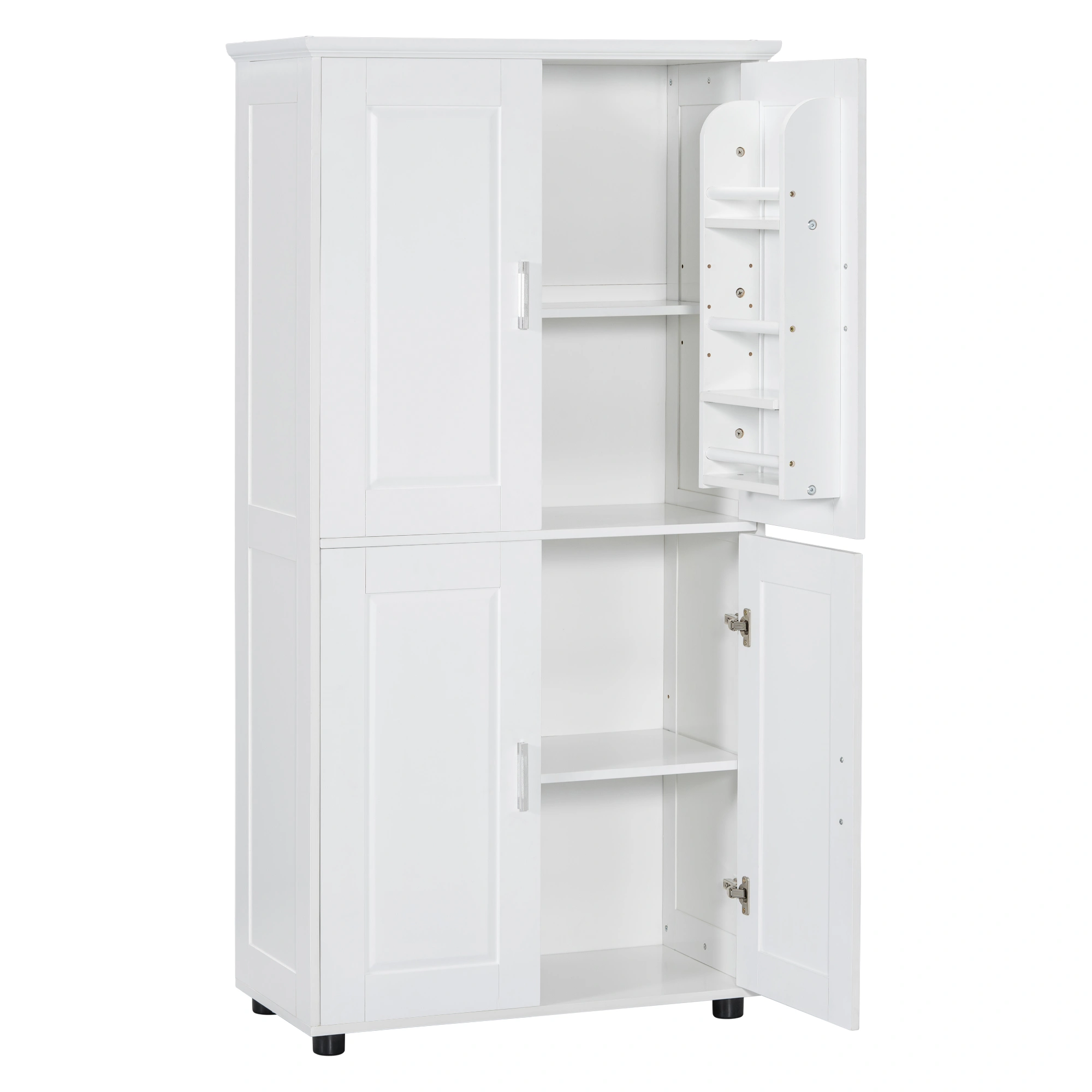 Tall and Wide Bathroom Floor Storage Cabinet, Bathroom Storage Unit, Freestanding Cabinet with 4 Doors, Adjustable Shelves, White view 12