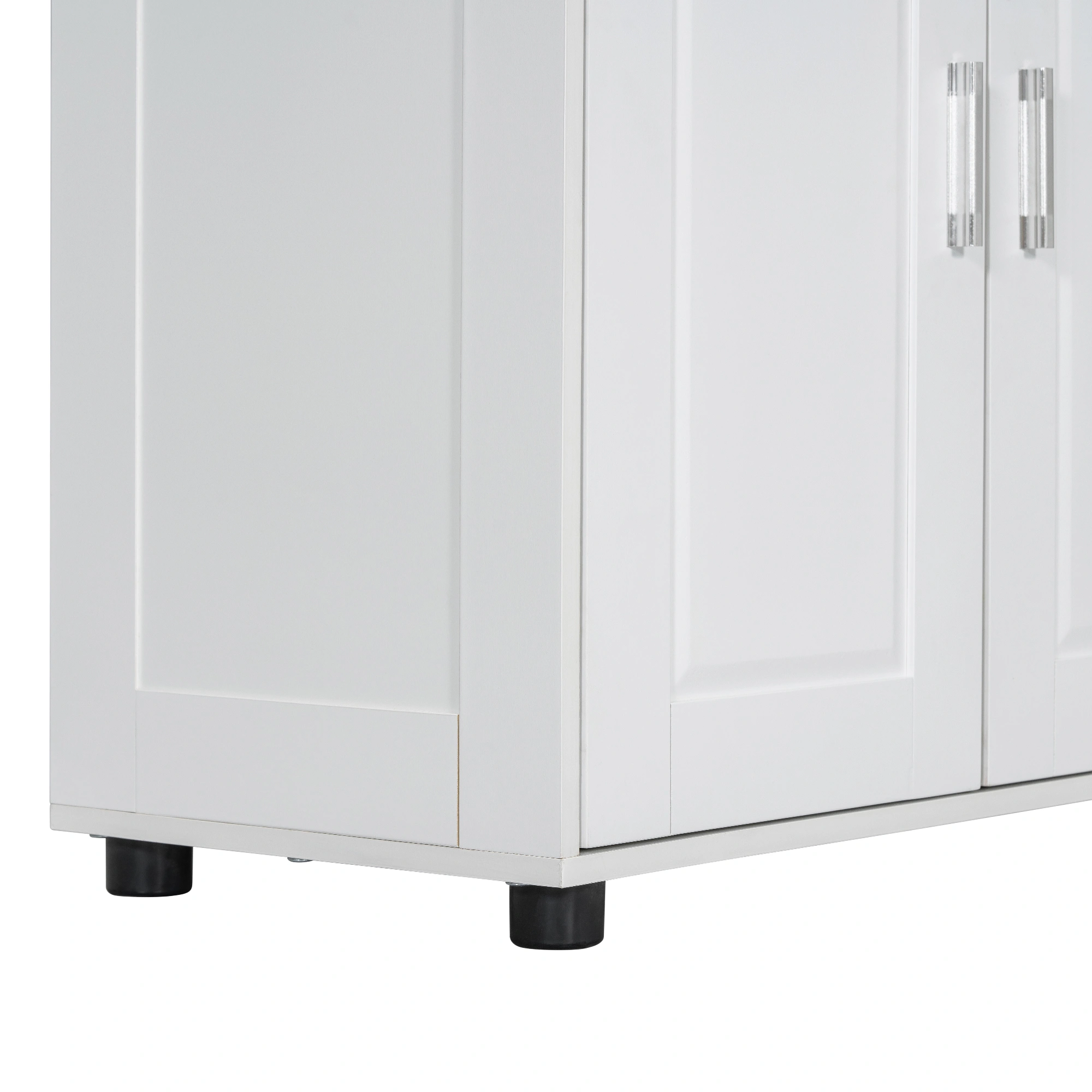 Tall and Wide Bathroom Floor Storage Cabinet, Bathroom Storage Unit, Freestanding Cabinet with 4 Doors, Adjustable Shelves, White view 3