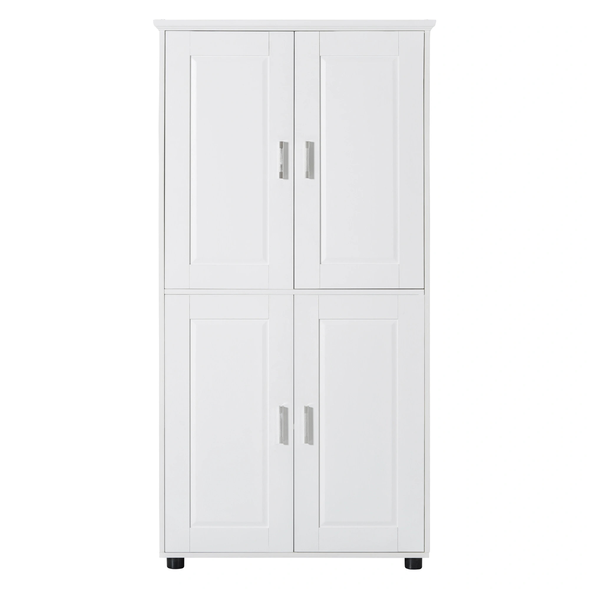 Tall and Wide Bathroom Floor Storage Cabinet, Bathroom Storage Unit, Freestanding Cabinet with 4 Doors, Adjustable Shelves, White view 6