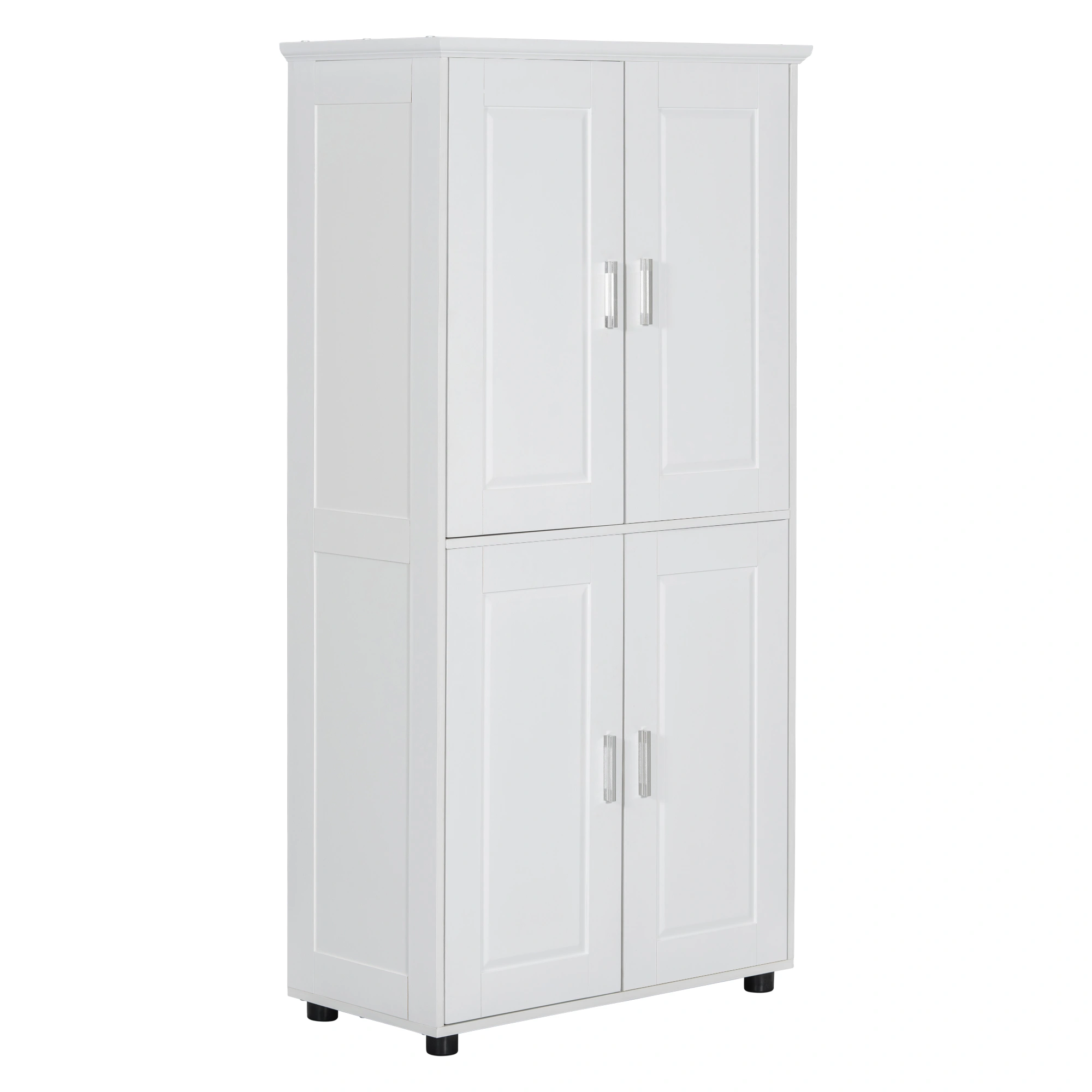 Tall and Wide Bathroom Floor Storage Cabinet, Bathroom Storage Unit, Freestanding Cabinet with 4 Doors, Adjustable Shelves, White view 7