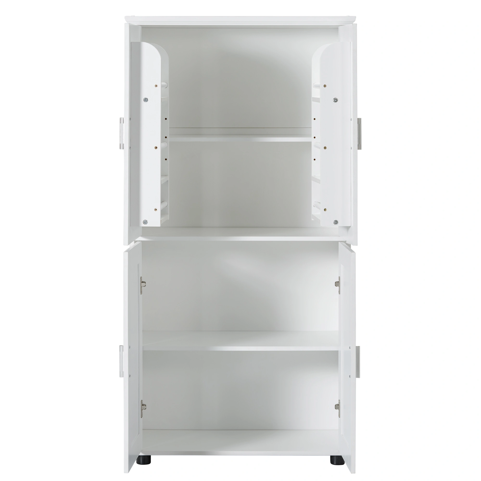 Tall and Wide Bathroom Floor Storage Cabinet, Bathroom Storage Unit, Freestanding Cabinet with 4 Doors, Adjustable Shelves, White view 8