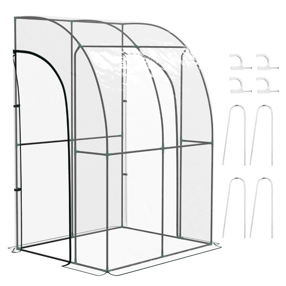 Walk-In Lean-to Wall Tunnel Greenhouse, Portable Greenhouse Cover for Garden Plants