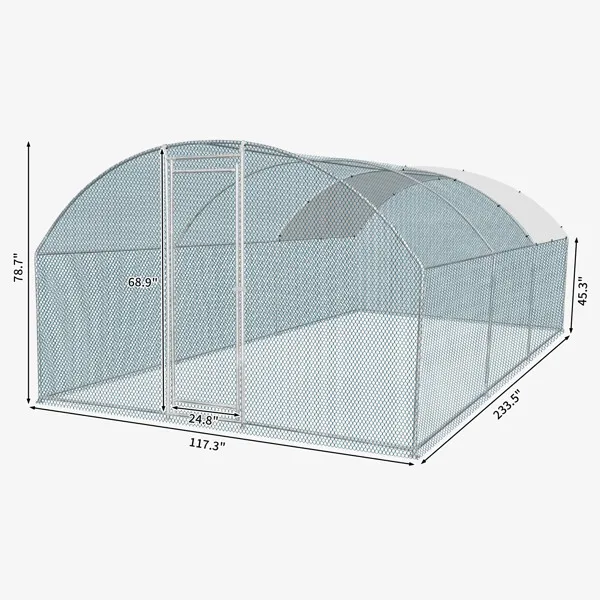 19.7x9.8x6.5ft Large Metal Chicken Coop with Run, Walk-in Poultry Cage with Waterproof Cover & Arc Roof, Heavy-Duty Galvanized Steel Ducks Rabbits Habitat Cage view 2