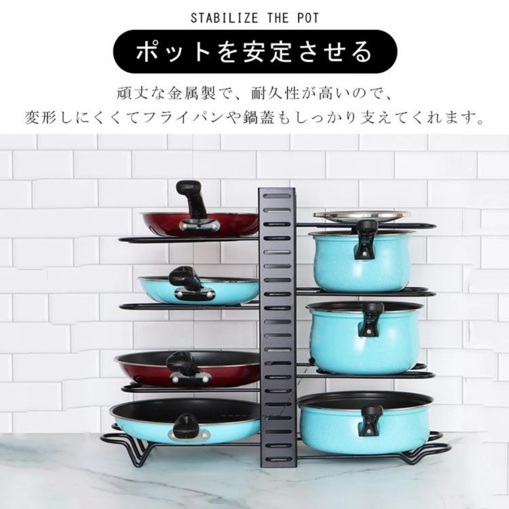 フライパン スタンド 8仕切り/縦置き&横置き/幅48cm×奥行き20.5cm×高さ38cm/3WAY view 5