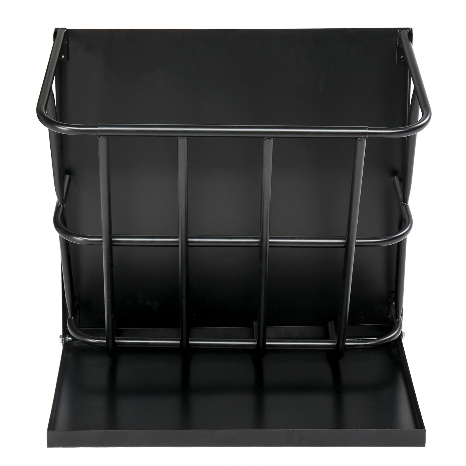 Large Capacity Hay Feeder with Detachable Grain Tray, Heavy Duty Steel 2 in 1 Hay Rack, Multiple Sided Goat Feeding Rack for Sheep Farm Livestock Indoor Outdoor, Black