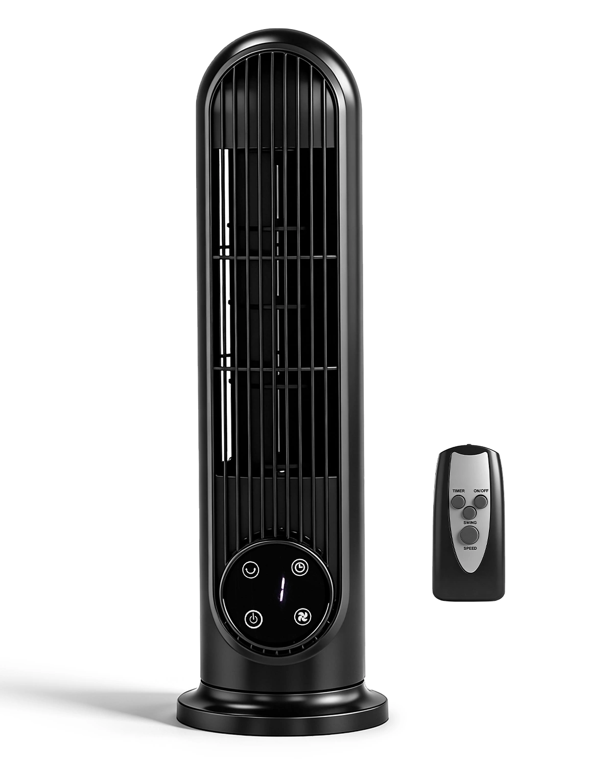 US Standard RTW-CR Tower Fan, 110V, 25W, 16 Inch Mini Column Tower Fan, Touch Control with Remote, Plastic Body, Copper Motor, Black, 3 Speed, Oscillating, 9-Hour Timer, Floor & Wall Mount for Home Use view 2