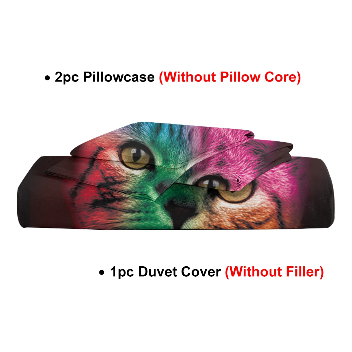 Bold Color Black Cat Pattern Duvet Cover Set 3 Piece Kids Quilt Cover Bedspread Single Bed Cute Colorful Animal Bedding for Girls Boys view 4