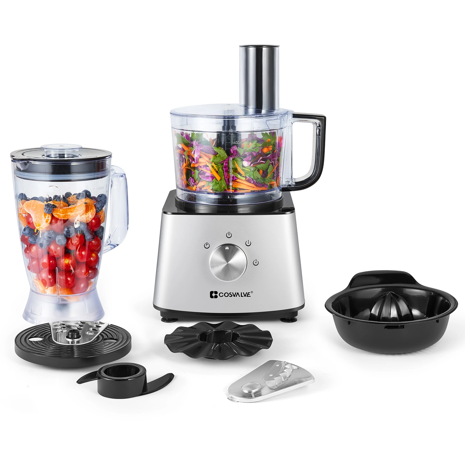 9-in-1 Variable Speed Food Processor, Silver Multi-Function Kitchen Blender Chopper Mincer with Adjustable Speed Control view 2