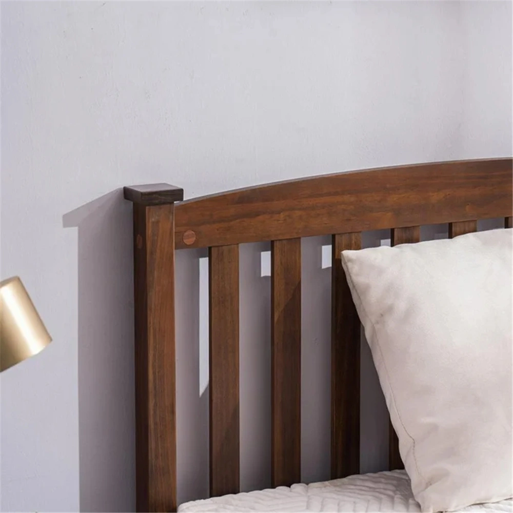 Twin Pine Bed Frame with Curved Headboard Footboard, Painted Wood Bed with Vertical Stripes, Coffee Brown, 78.94"x42.52"x38.98" view 5