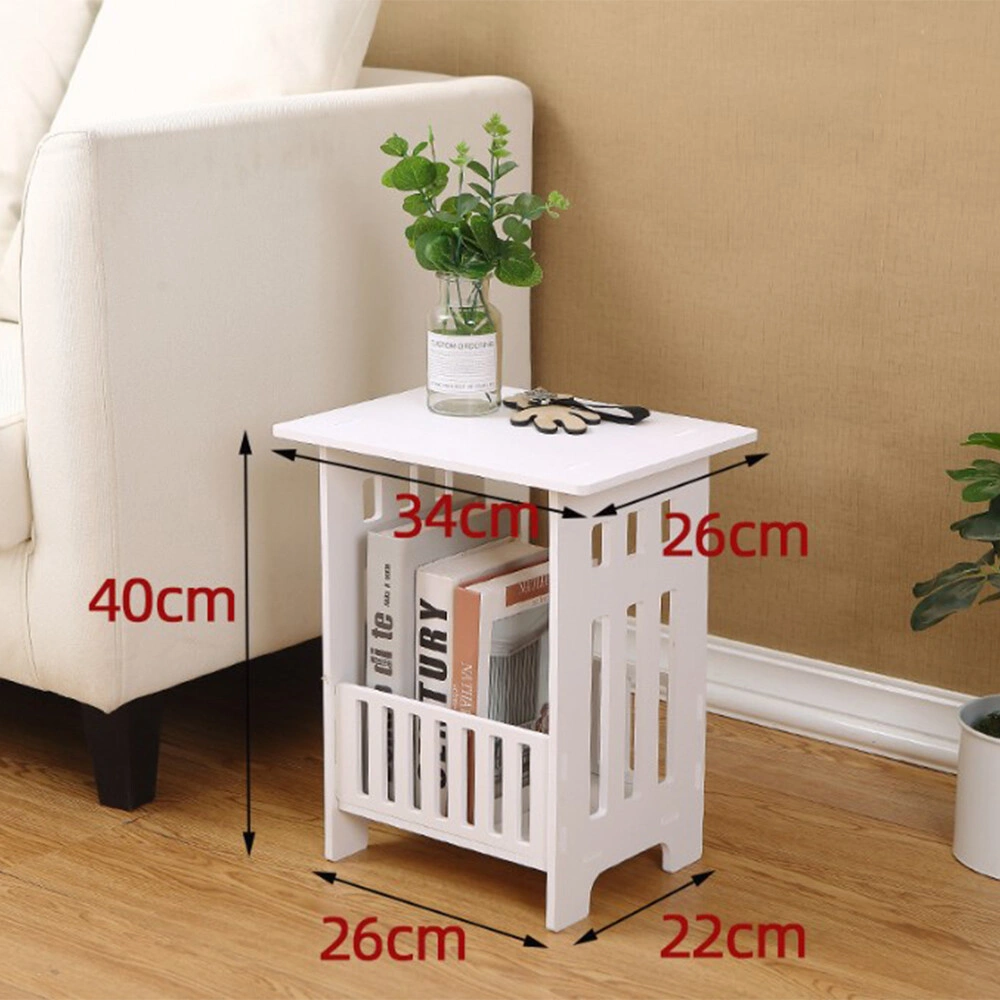 White Small Side Table with Storage Rack, Multi-Function Tea Coffee Bedside Table for Sofa Living Room UK