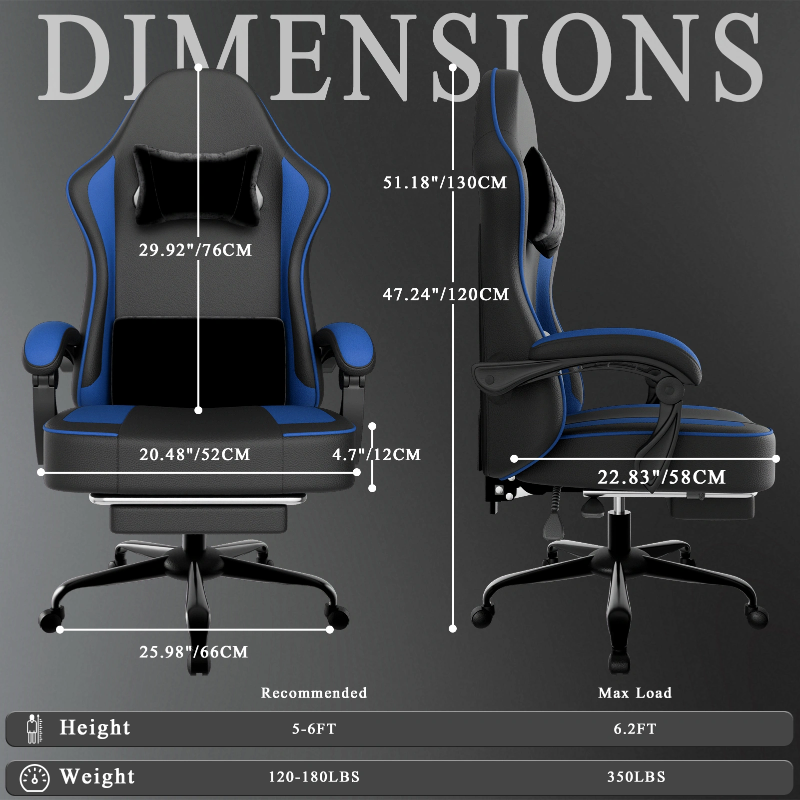 Ergonomic Gaming Chair with Pocket Spring Cushion & Footrest, Breathable PU Leather Computer Chair, Adjustable Headrest & Lumbar Support for Adults, Office Desk Chair view 3
