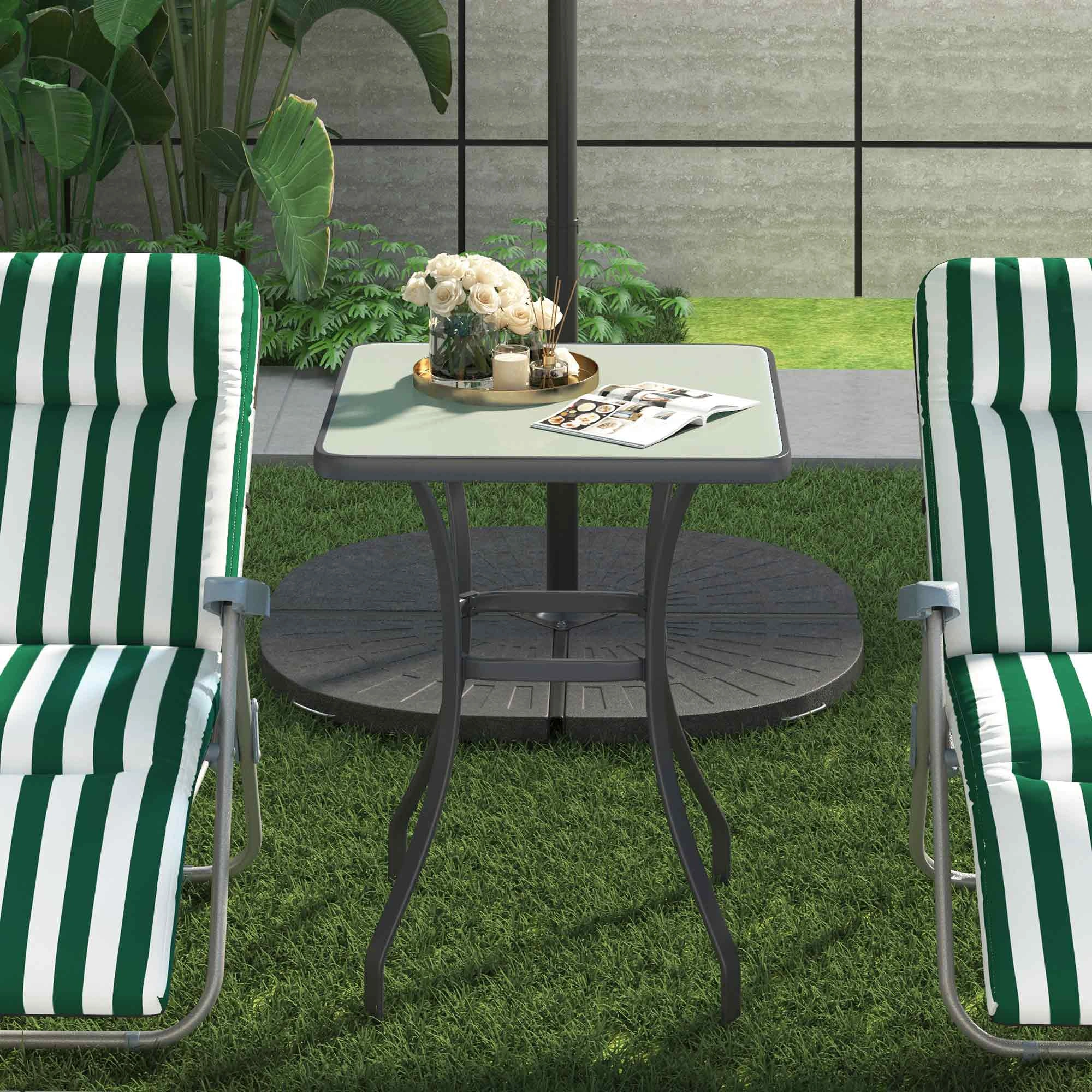 27" Square Glass Bistro Table Outdoor Garden Patio Dining Table