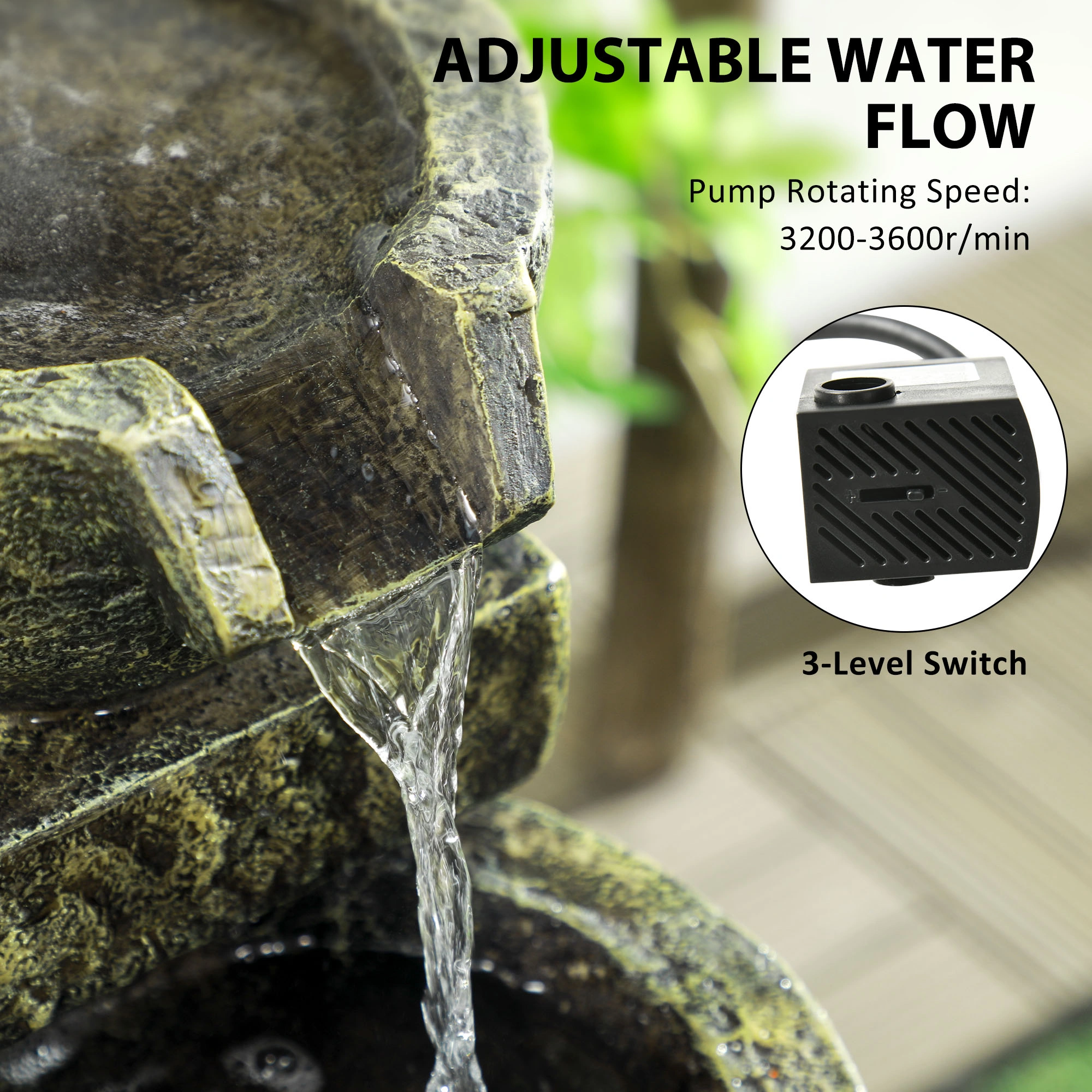 Indoor Outdoor Water Fountain Fish Tank Pump Decorative Garden Pond Birdbath for Home Patio Yard view 3