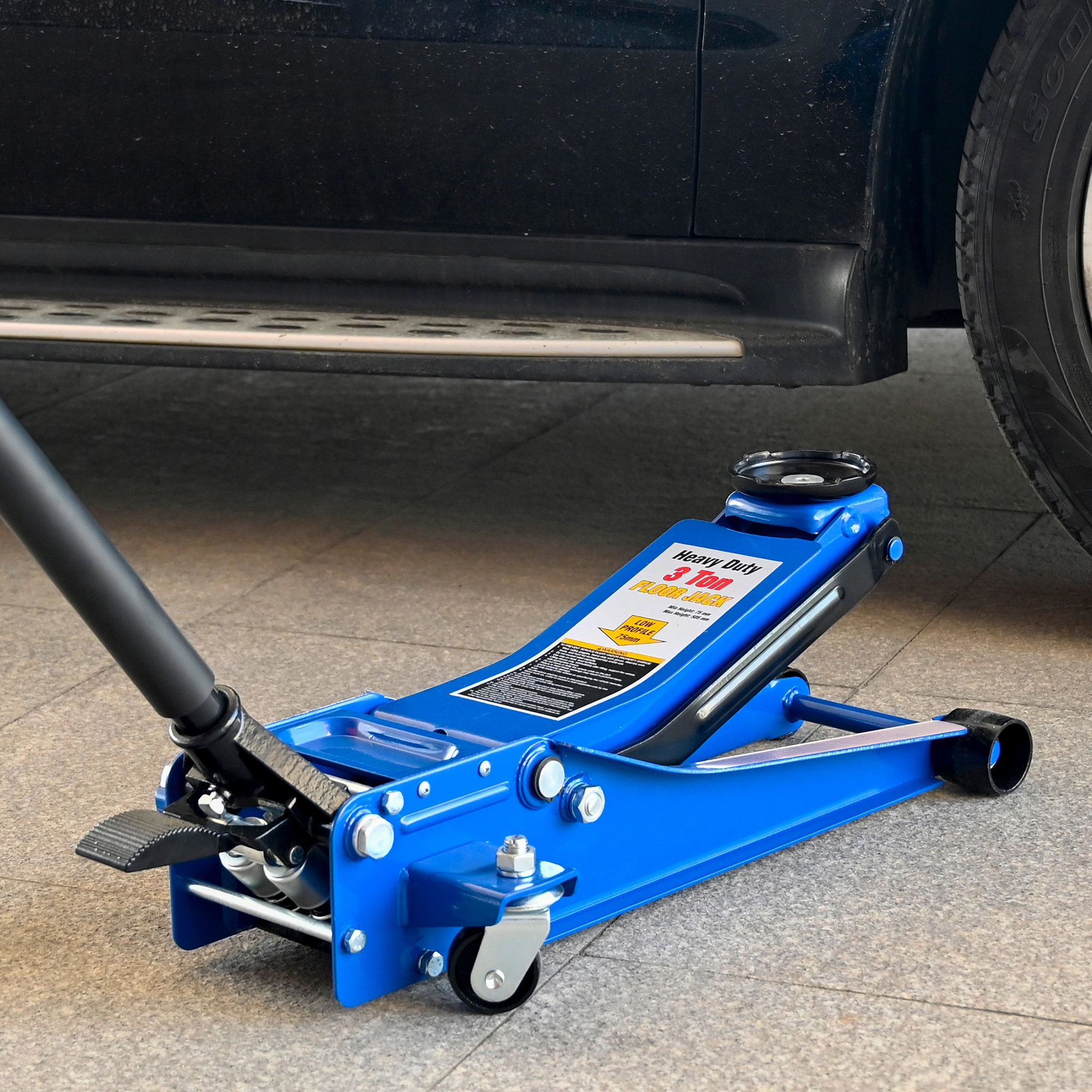 3 Ton Heavy Duty Floor Jack - Horizontal Double Pump Foot Control Automotive Jack view 6