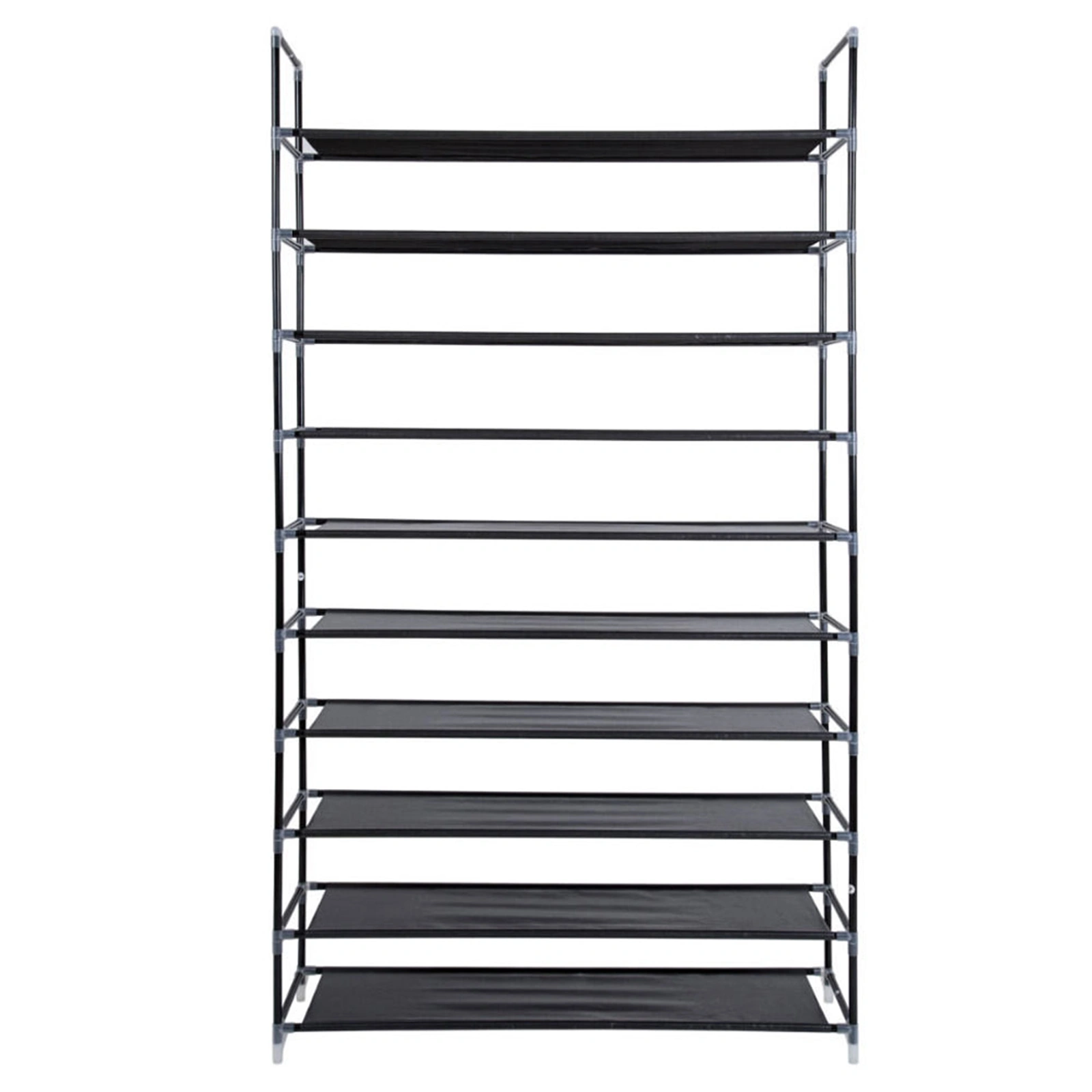 Simple Assembly 10 Tiers Non-woven Fabric Shoe Rack with Handle Black view 6