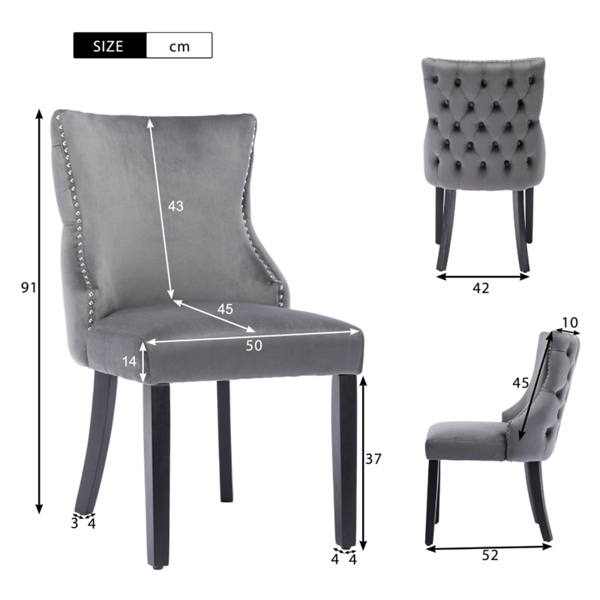 Set of 2 Bar Stools 24 Inch, High Back Dining Chair, Swivel Office Chair with Lumbar Support, Leather-look Upholstery, Brown view 3