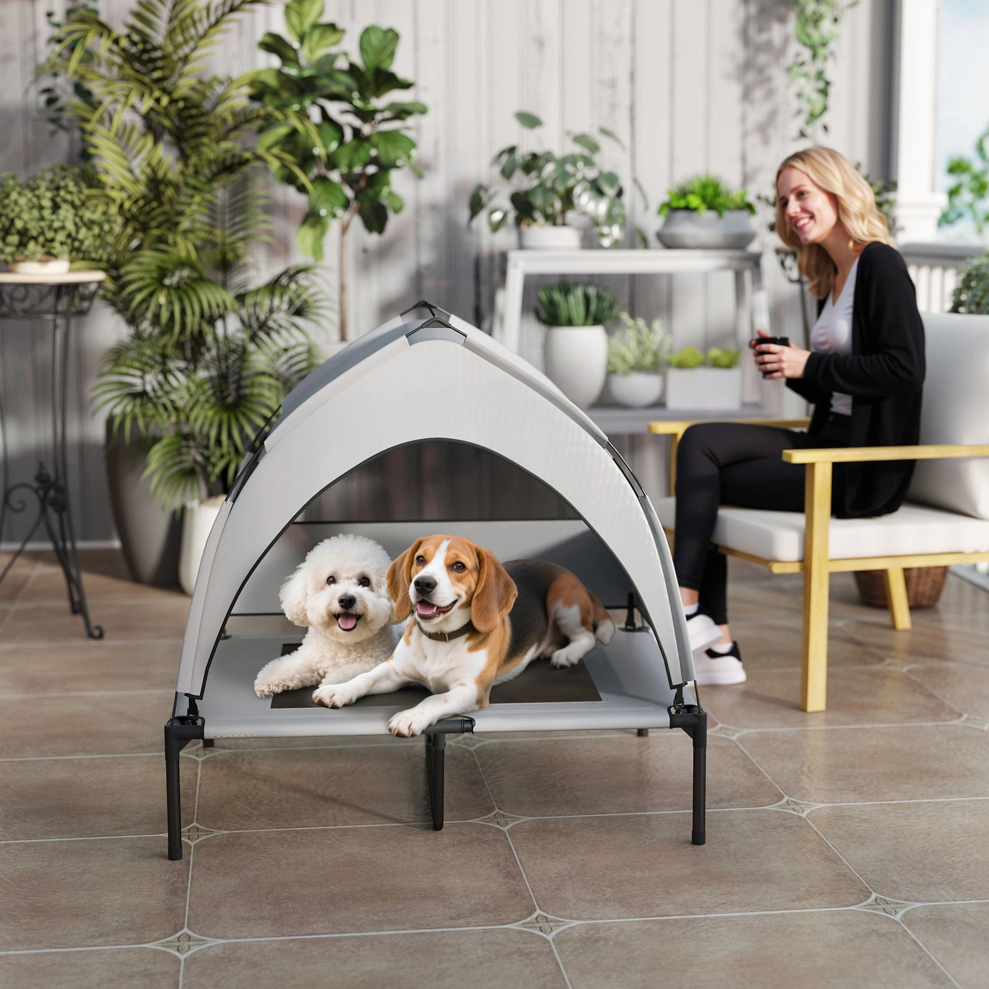 Weatherproof Dog House - Outdoor Indoor Pet House, Insulated, Medium to Large Dogs, Waterproof Roof, Easy Assembly