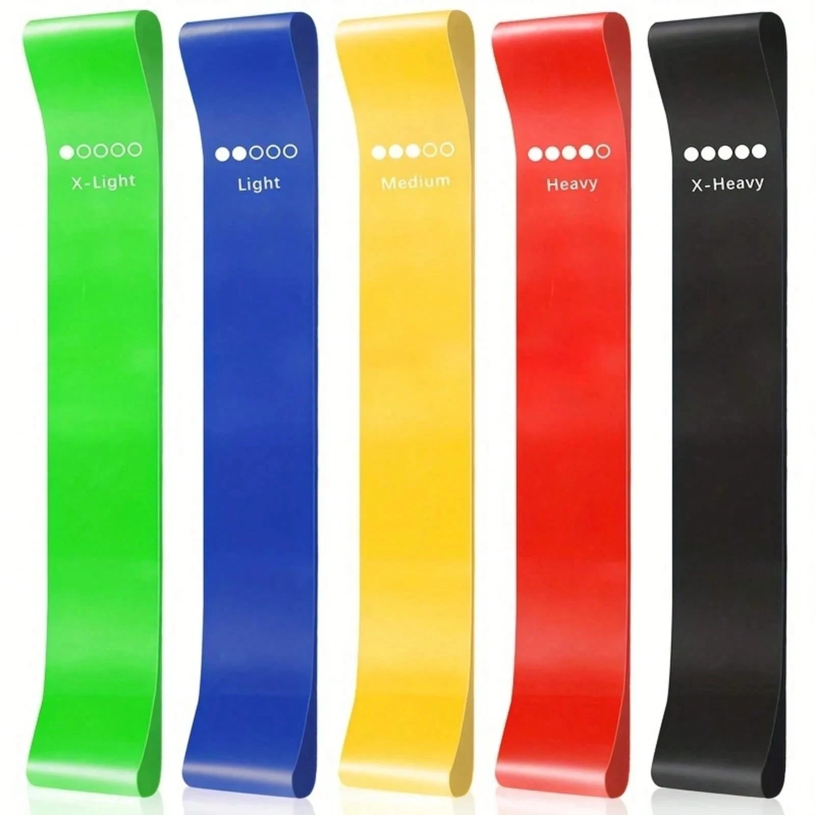 Set of 5 Resistance Loop Bands TPE Yoga Fitness Exercise Bands Colorful