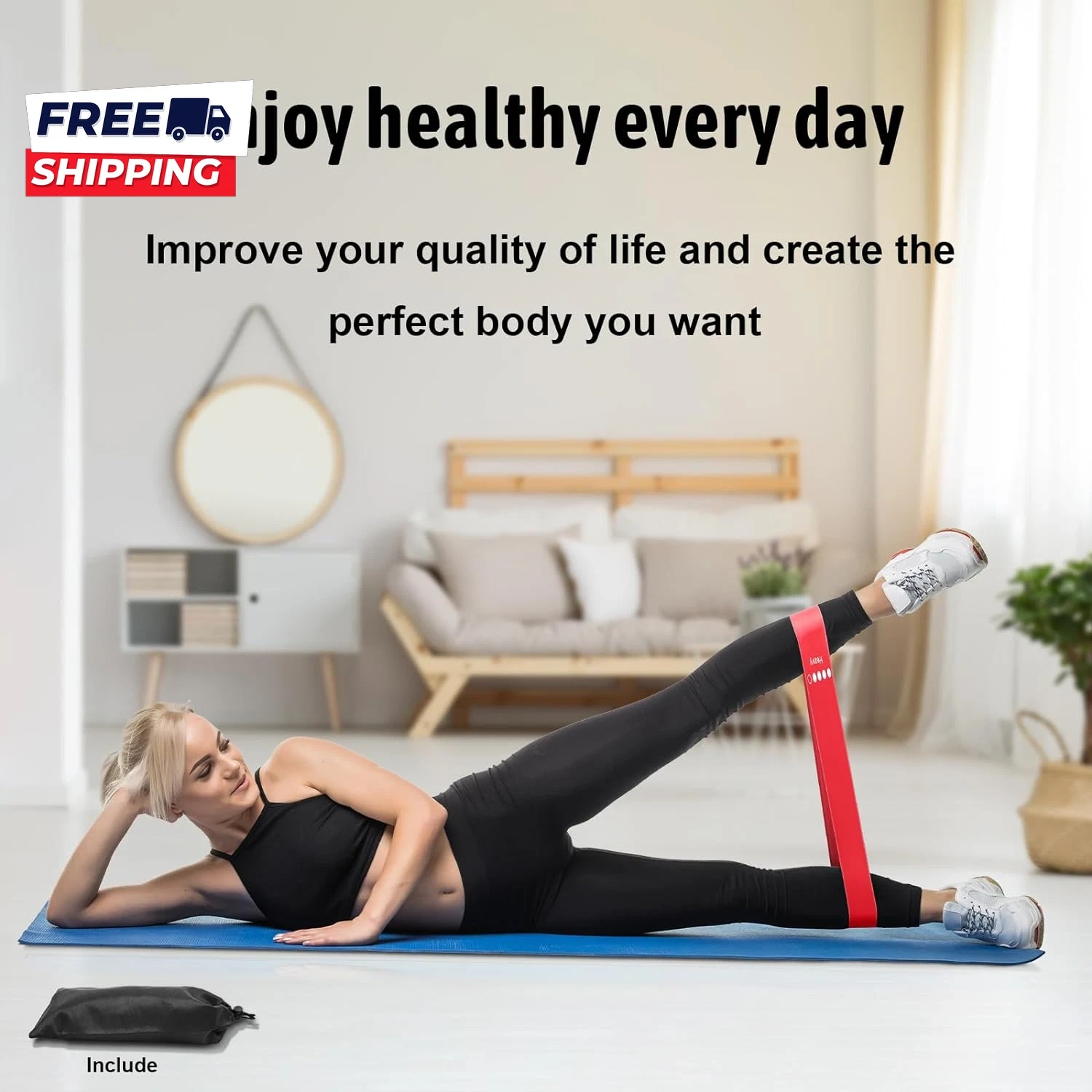 Set of 5 Resistance Loop Bands TPE Yoga Fitness Exercise Bands Colorful view 5