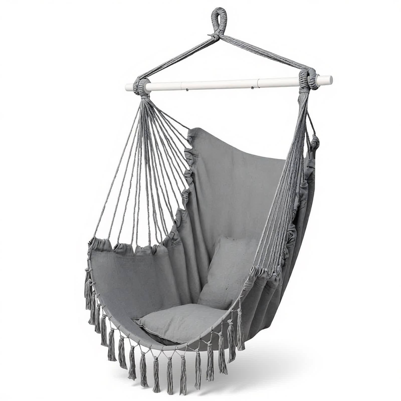 Pillow Tassel Hanging Chair Light Gray view 5