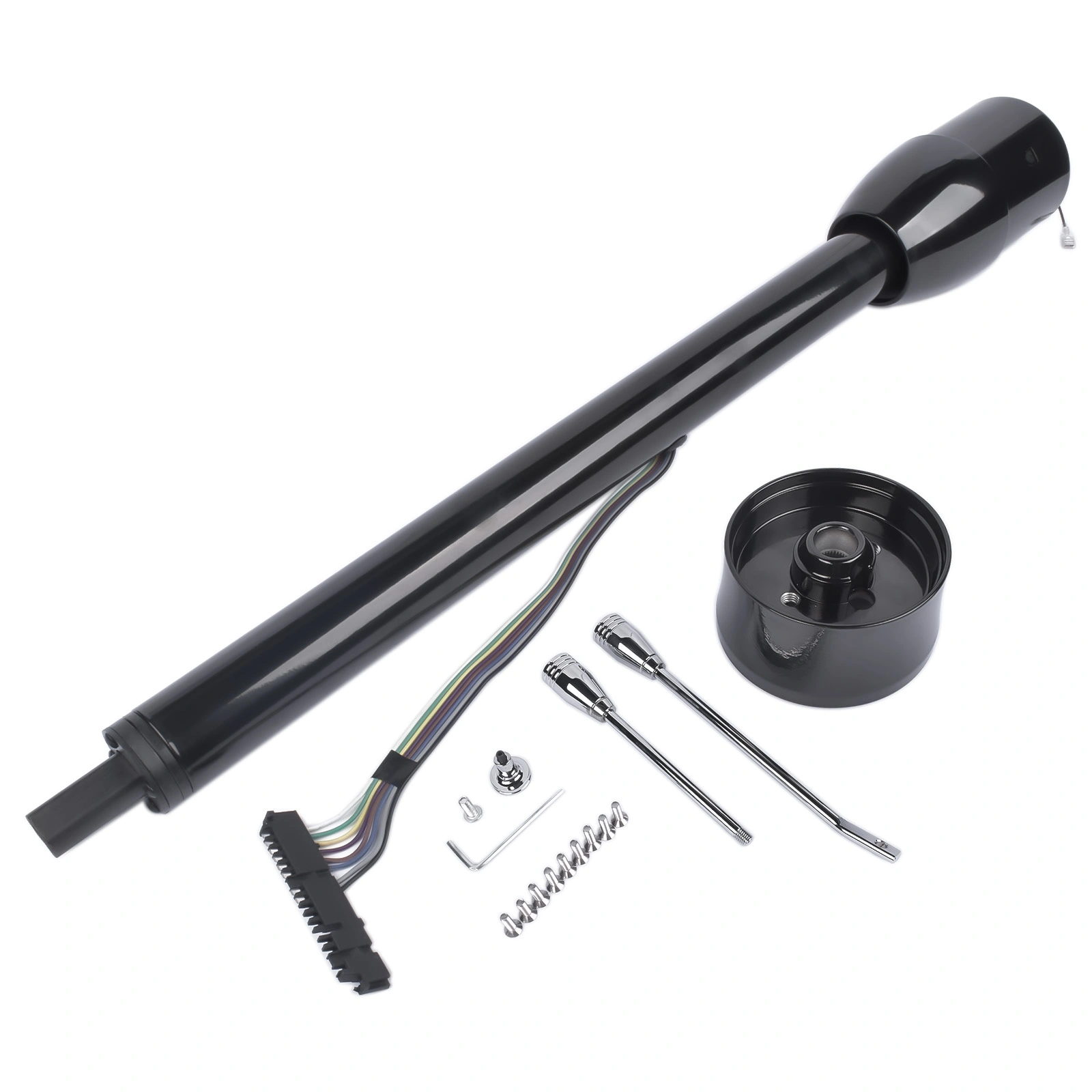32" Black Tilt Steering Column Floor Shift w/ 9 Hole Wheel Adapter No Key Manual view 5