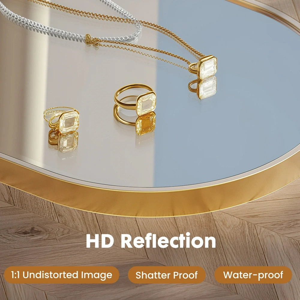 24"X36" Arched Bathroom Mirror, Wall Mounted Mirror with Aluminum Alloy Frame, Bathroom Mirror for Living Room, Bedroom, Bathroom and Entryway, Gold view 6