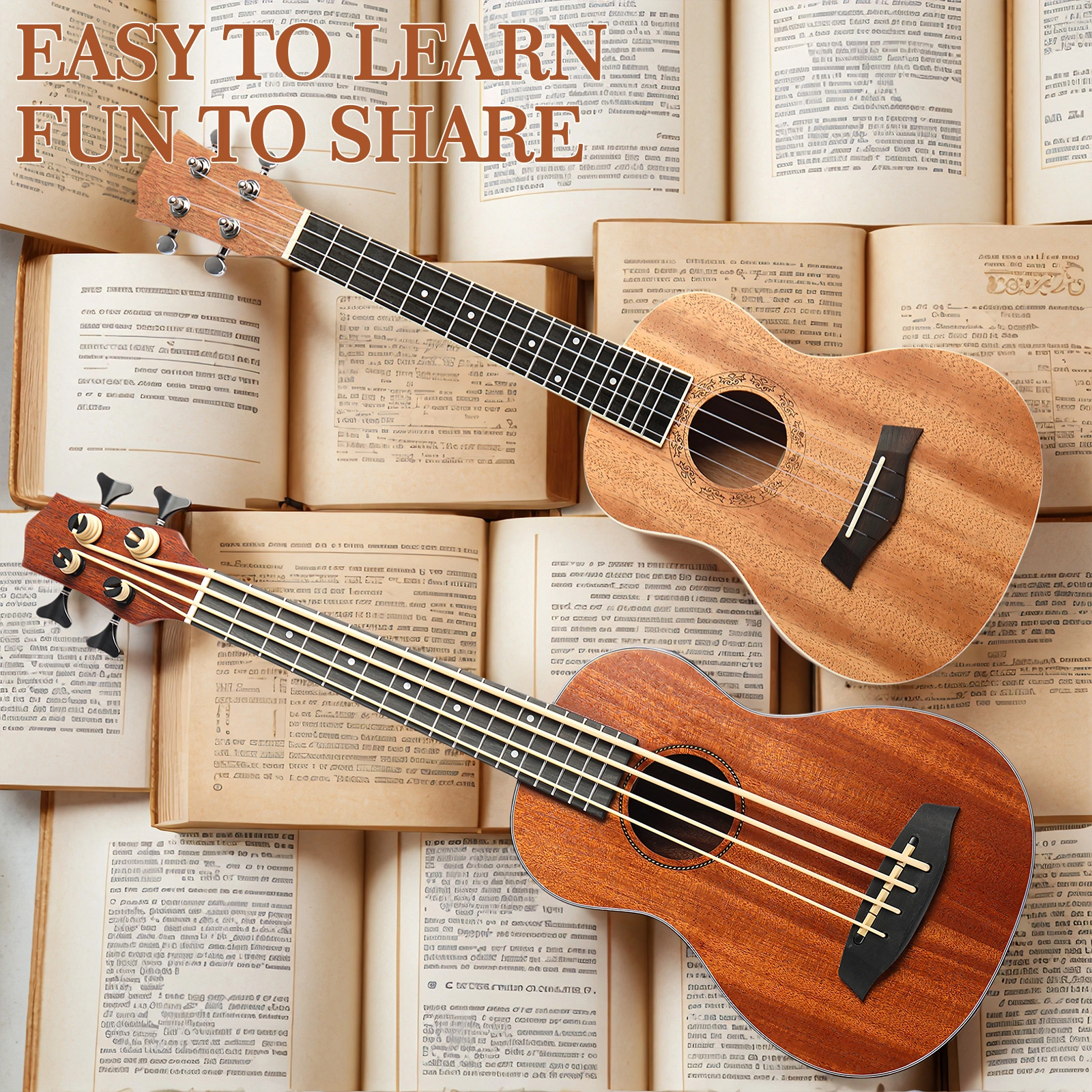 30 Inch Ukulele Bass Guitar Mahogany Body w/ EQ, Includes Cotton Bag Capo Strap 3 Picks Wrench Tool Bundle view 8