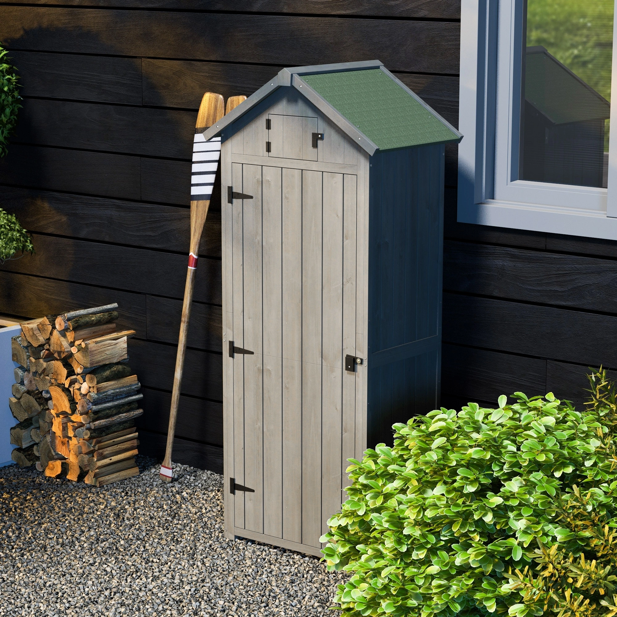 Outdoor Storage Shed - Waterproof Garden Shed with Lockable Door, Heavy-Duty Resin Construction