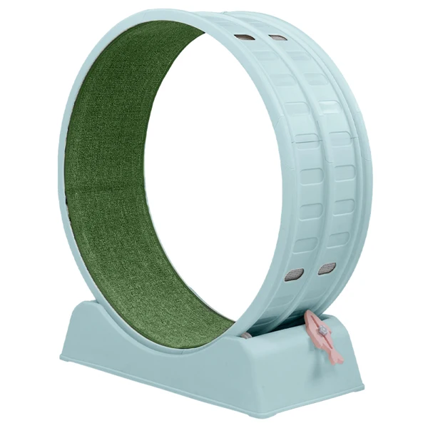 80*34*86CM Light blue PP track connector assembly, circular design with green carpet + 1 cat teaser stick, 15kg cat treadmill view 6